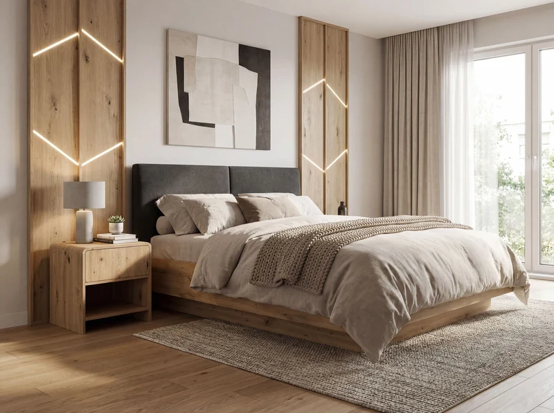 Nachttisch Eiche Dekor Wohnling mit Schublade fürs Boxspringbett