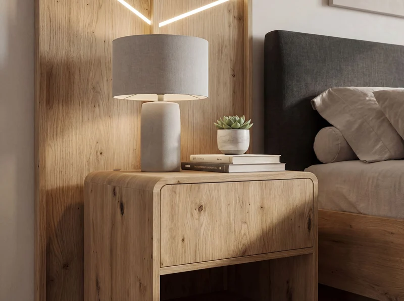 Nachttisch Eiche Dekor Wohnling mit Schublade fürs Boxspringbett