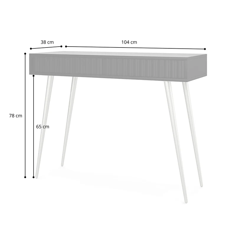 Schminktisch Bello 104 cm schwarz mit goldenen Beinen