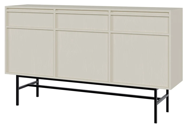 Drehtür-Kommode Evo mit Schubladen und Gestell 154 cm Sandbeige
