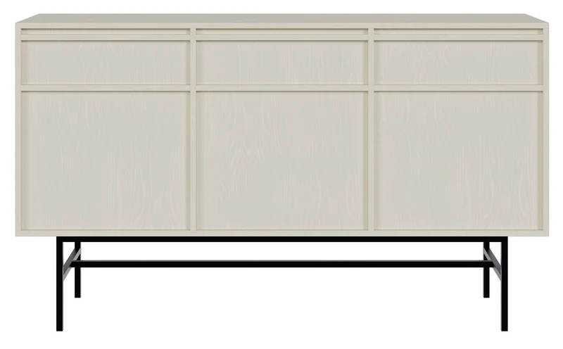 Drehtür-Kommode Evo mit Schubladen und Gestell 154 cm Sandbeige