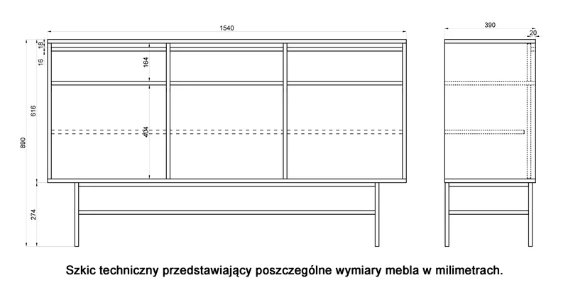 Drehtür-Kommode Evo mit Schubladen und Gestell 154 cm Salbeigrün