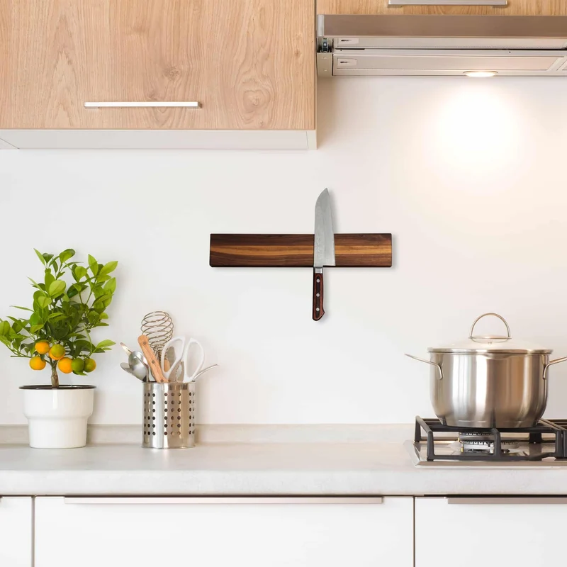 Magnetic Walnut Knife Rail