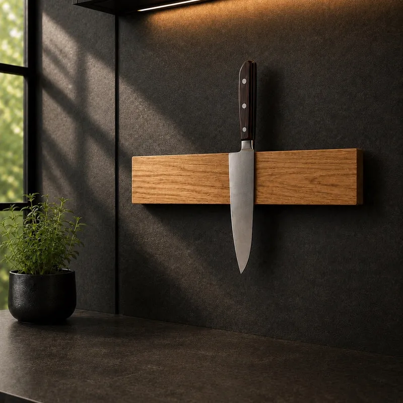 Magnetic Oak Knife Rail