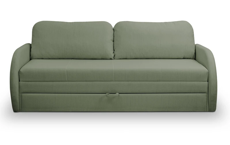 Dreisitziges ausklappbares Sofa Diego in Salbeigrün, Geflecht