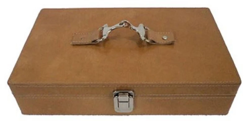 Casa Padrino Luxus Leder Uhrenbox Braun / Silber 25 x 20 x H. 10 cm - Luxus Accessoires