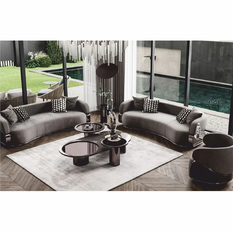 Casa Padrino Luxus Beistelltisch mit Glasplatte Bronze / Grau H. 45 cm - Luxus Möbel