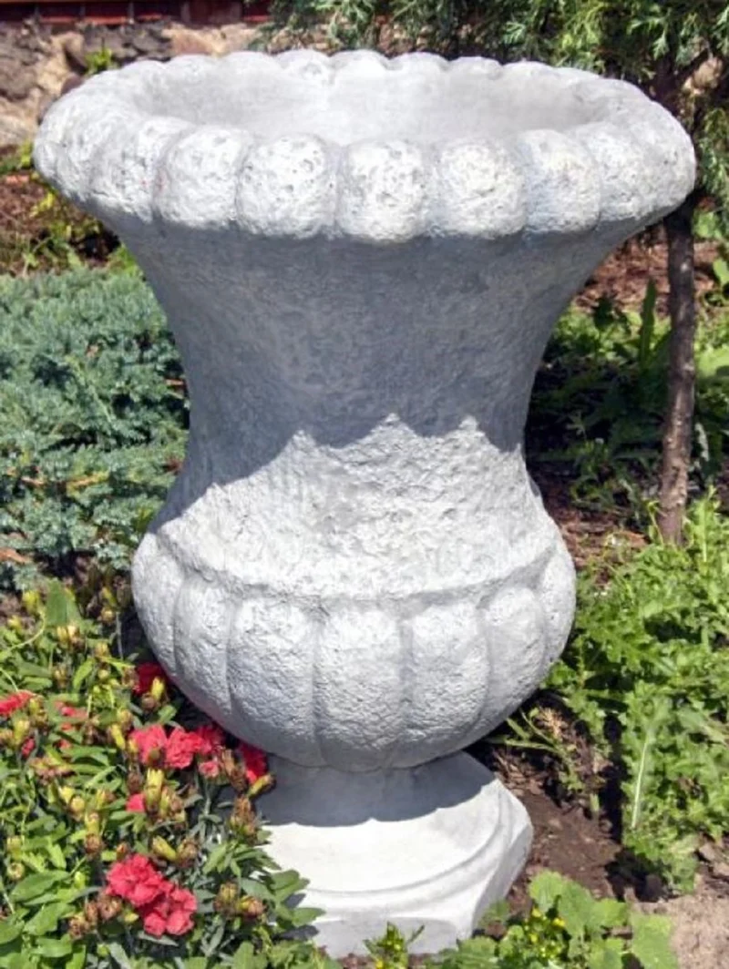 Casa Padrino Barock Blumentopf Grau Ø 39 x H. 54 cm - Runder Prunkvoller Pflanzentopf im Barockstil