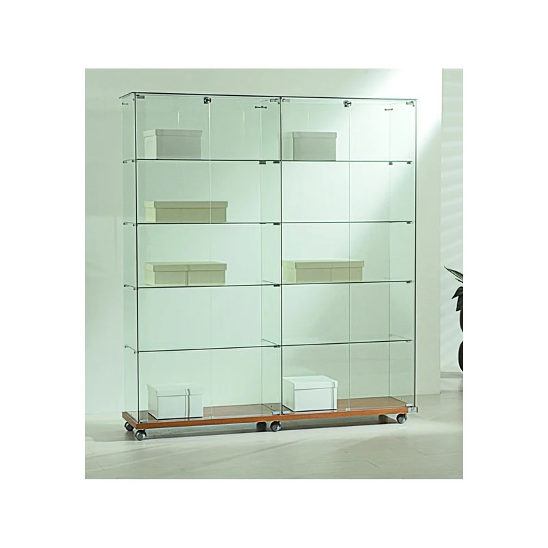 Casa Padrino Luxus Ladenvitrine 157 x 40 cm H. 180 cm mit Glasplatte - Ladeneinrichtung - Boutique Möbel - Made in Italy