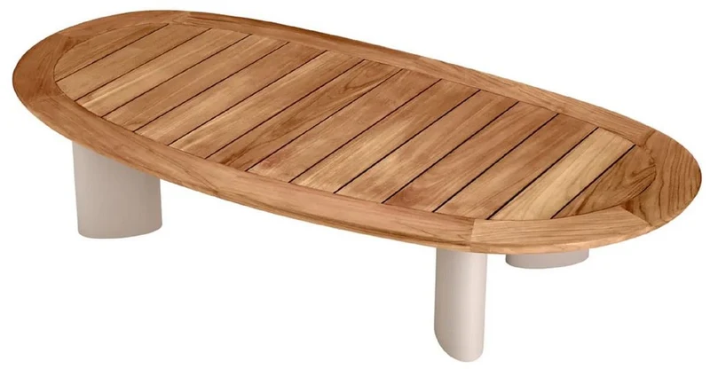 Casa Padrino Luxus Gartentisch Naturfarben / Sandfarben 170,5 x 85 x H. 34,5 cm - Garten Couchtisch mit Teakholz Tischplatte und Aluminium Beinen - Garten & Terrassen Möbel - Luxus Qualität