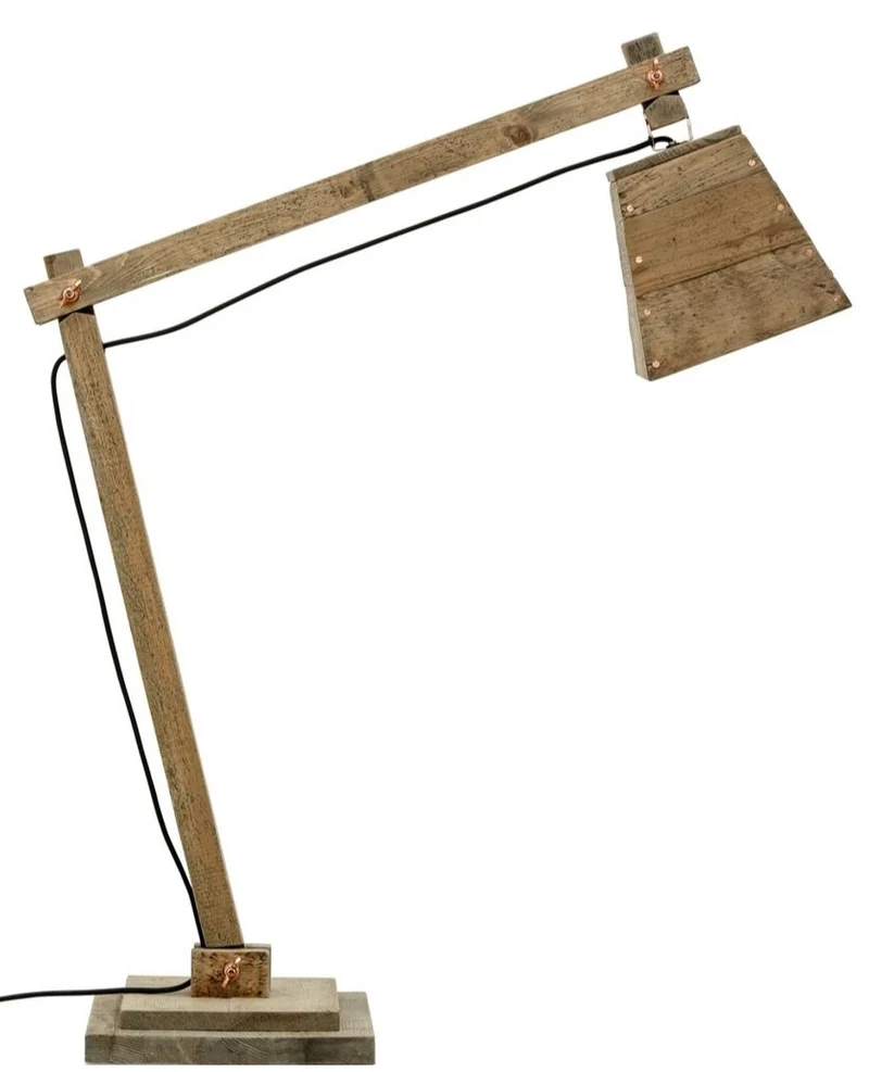 Casa Padrino Kiefernholz Tischleuchte Naturfarben 90 x 30 x H. 105 cm - Luxus Tischlampe mit schwarzem Kabel
