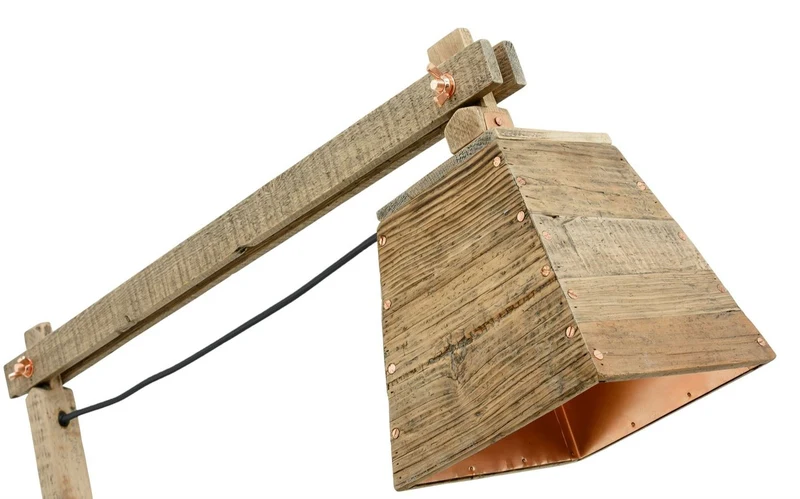 Casa Padrino Kiefernholz Tischleuchte Naturfarben 90 x 30 x H. 105 cm - Luxus Tischlampe mit schwarzem Kabel