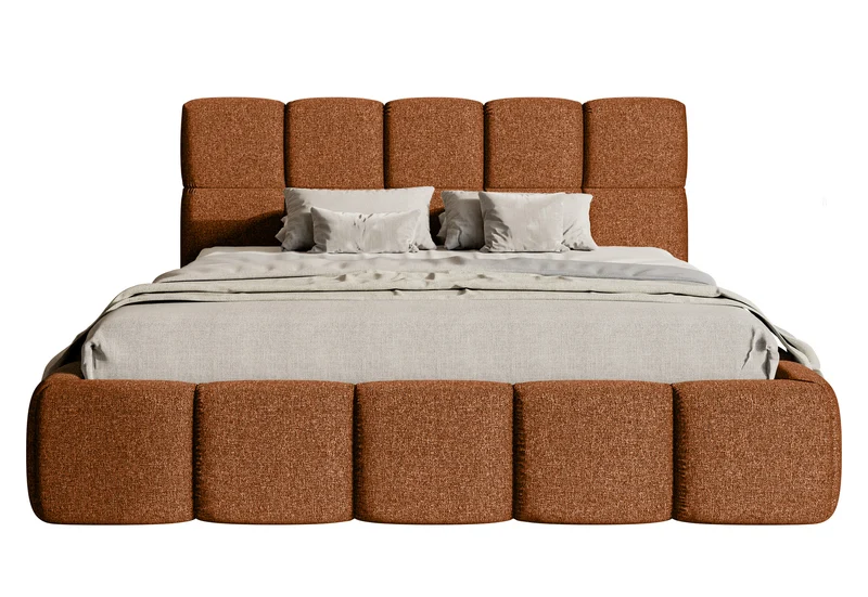 Gepolstertes Bett 200x200 cm Cloudy Kupfer Chenille, wasserabweisend