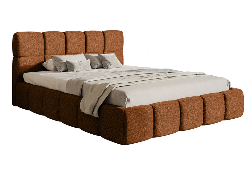 Gepolstertes Bett 200x200 cm Cloudy Kupfer Chenille, wasserabweisend