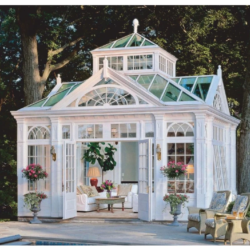 Casa Padrino Luxus Gartenhaus Weiß 472 x 396 x H. 548 cm - Schmiedeeisen Garten Pavillon mit Fensterscheiben
