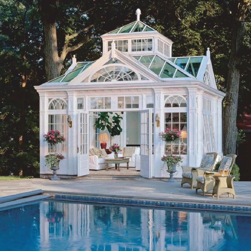 Casa Padrino Luxus Gartenhaus Weiß 472 x 396 x H. 548 cm - Schmiedeeisen Garten Pavillon mit Fensterscheiben