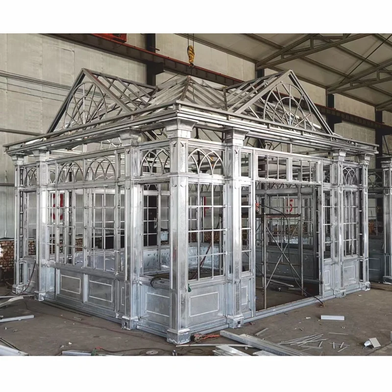 Casa Padrino Luxus Gartenhaus Weiß 472 x 396 x H. 548 cm - Schmiedeeisen Garten Pavillon mit Fensterscheiben