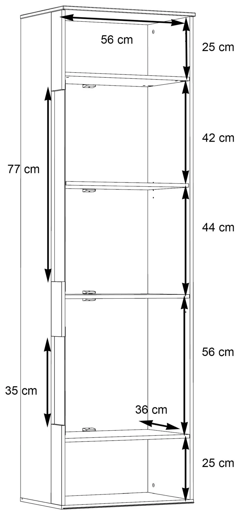Vitrine COMO 1-trg Anschlag rechts Optik Grau / Planked Eiche von Forte