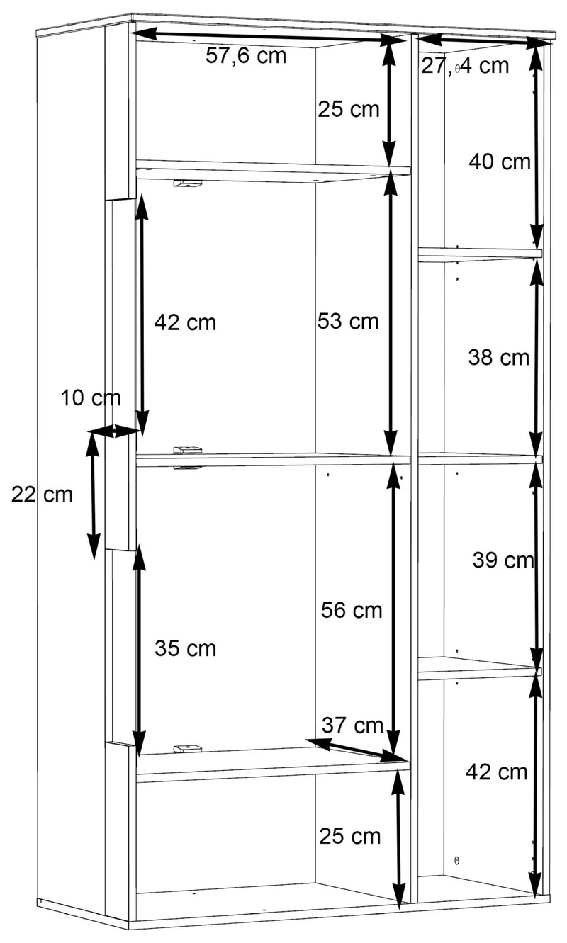 Highboard Vitrine halbhoch COMO Optik: Grau / Planked Eiche von Forte