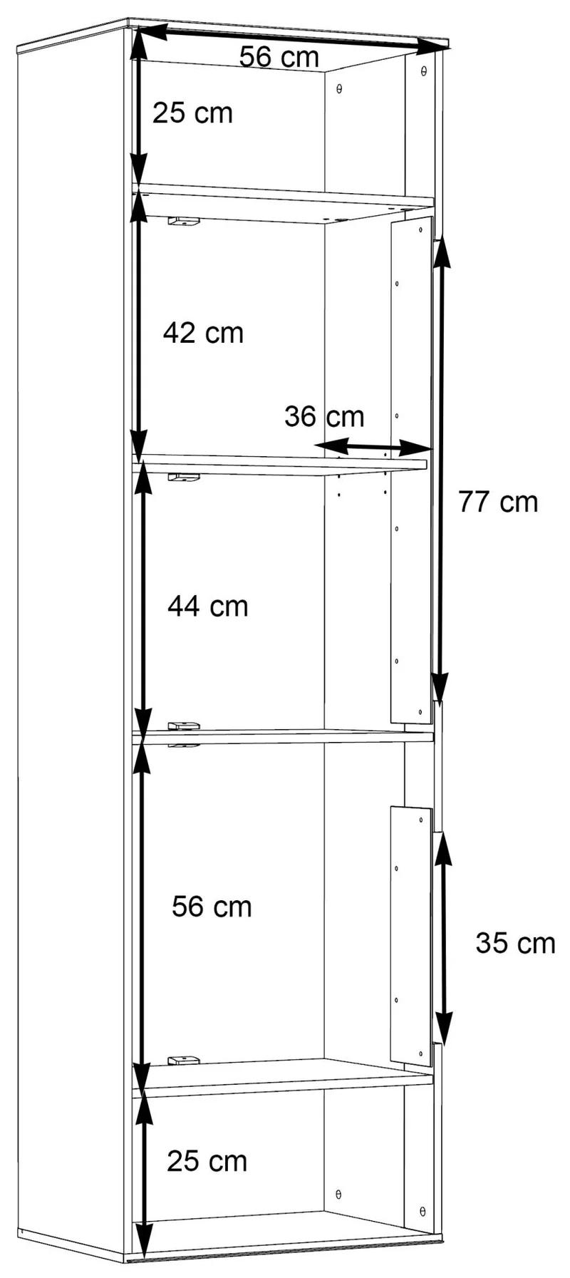 Vitrine COMO 1-trg Anschlag links Optik Grau / Planked Eiche von Forte
