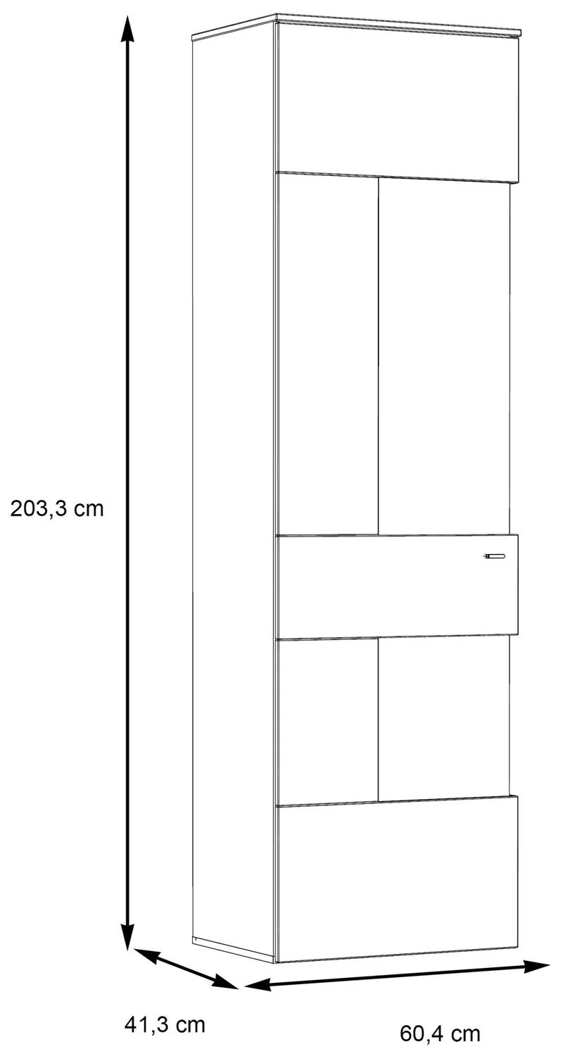 Vitrine COMO 1-trg Anschlag links Optik Grau / Planked Eiche von Forte