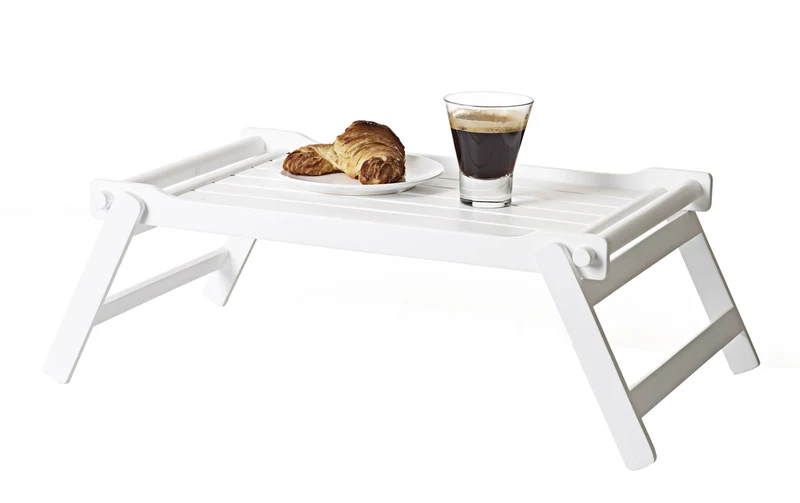 Bett Tablett Frühstückstablett Mahagoni matt weiß lackiert