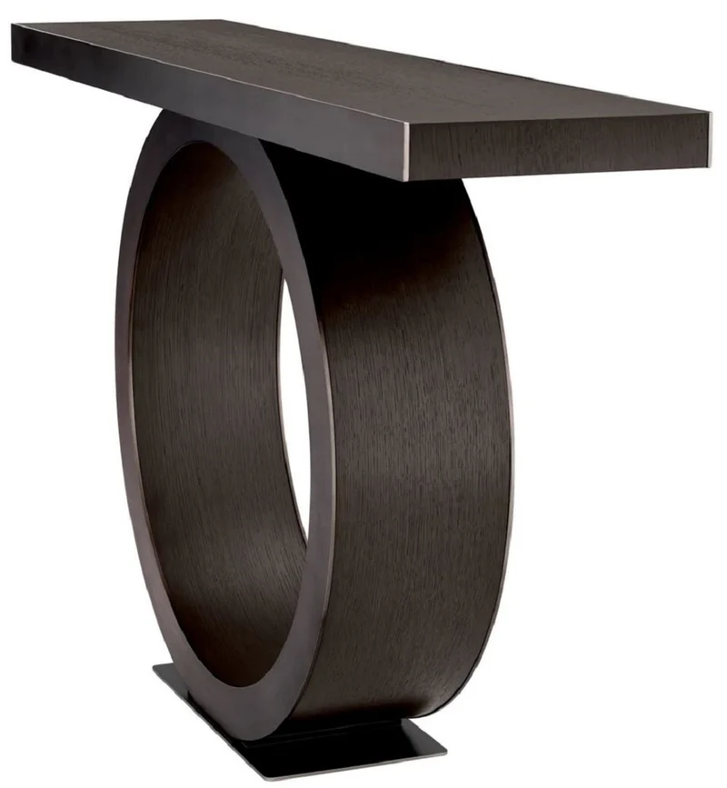 Casa Padrino Luxus Konsole Mokka / Bronze 130 x 30 x H. 76,5 cm - Rechteckiger Massivholz Konsolentisch - Luxus Möbel - Wohnzimmer Möbel - Luxus Einrichtung - Wohnzimmer Einrichtung