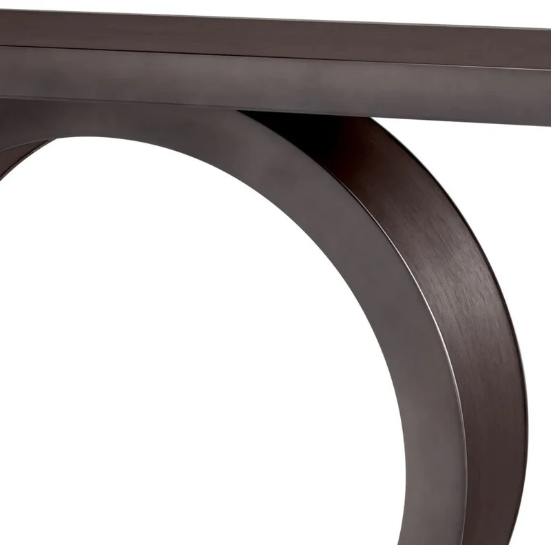 Casa Padrino Luxus Konsole Mokka / Bronze 130 x 30 x H. 76,5 cm - Rechteckiger Massivholz Konsolentisch - Luxus Möbel - Wohnzimmer Möbel - Luxus Einrichtung - Wohnzimmer Einrichtung