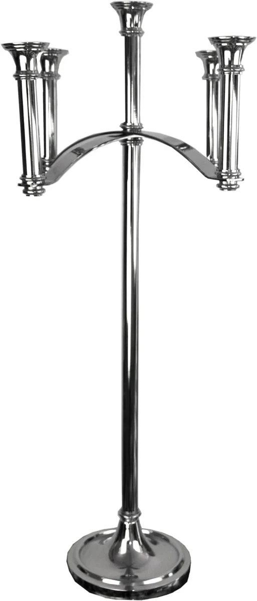 Casa Padrino Luxus Kerzenhalter Silber 47 x 47 x H. 101,5 cm - Art Deco Aluminium Kerzenständer