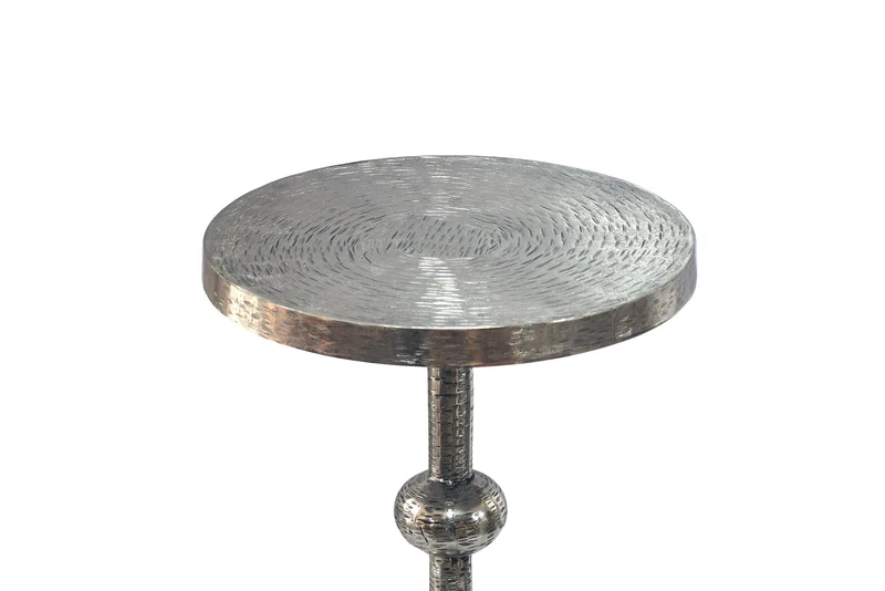Beistelltisch Aluminium Silber im orientalischen Design, Ø30 cm