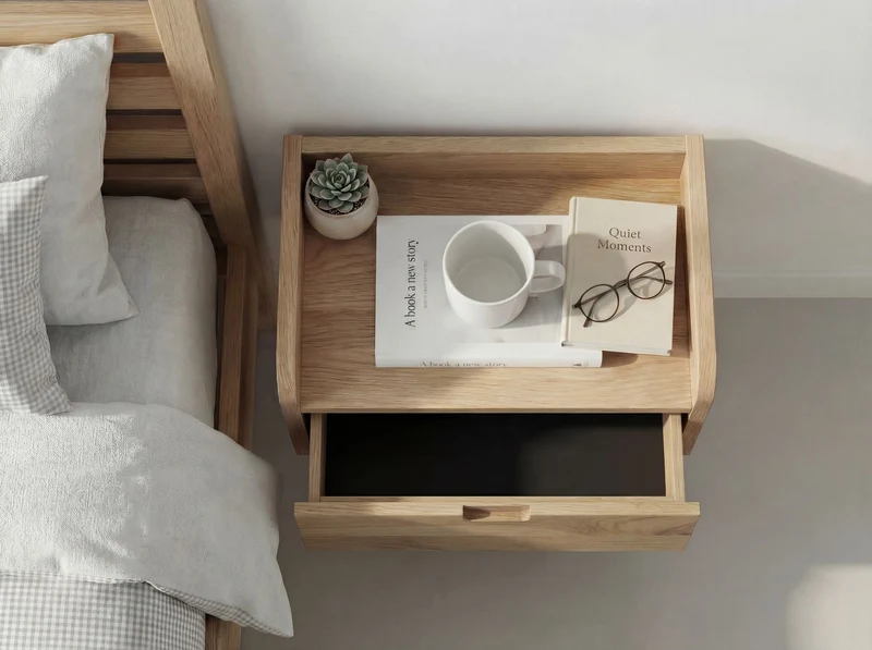 Nachtkonsole Akazie Massivholz, Braun mit Schublade für Boxspringbett