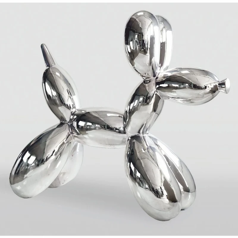 Casa Padrino XXL Deko Skulptur Ballon Hund Silber Chrom 210 cm - Riesige Garten Figur