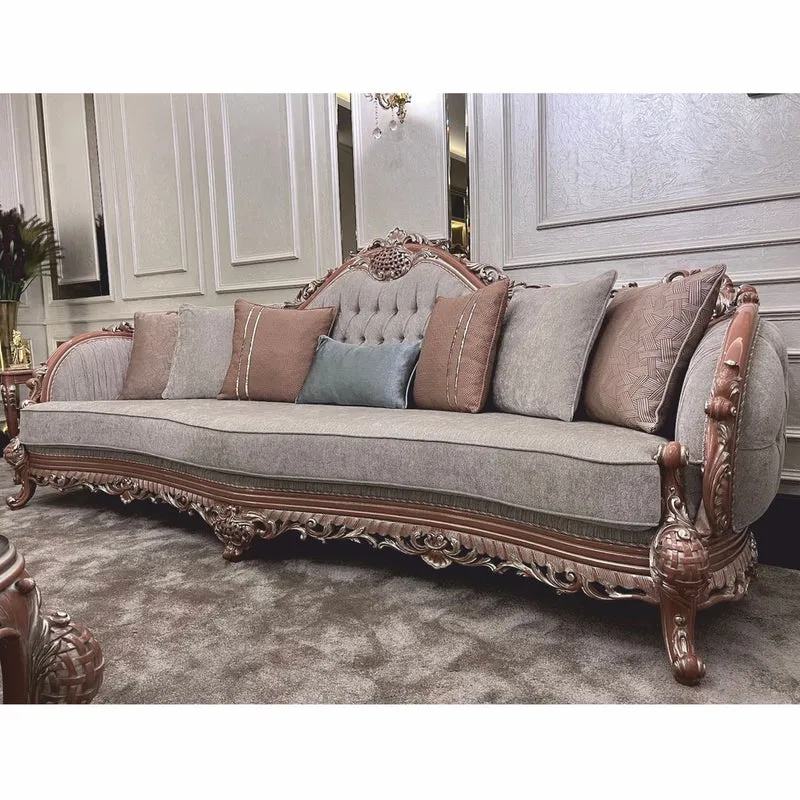 Casa Padrino Luxus Barock Wohnzimmer Sofa Grau / Braun / Silber 295 cm - Barock Möbel