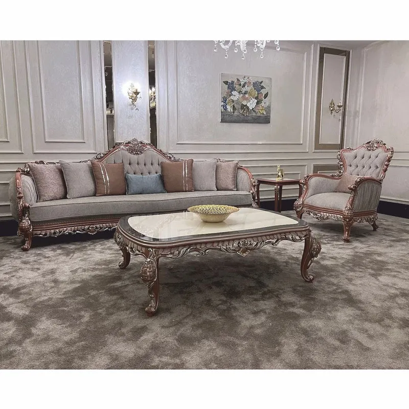 Casa Padrino Luxus Barock Wohnzimmer Sofa Grau / Braun / Silber 295 cm - Barock Möbel