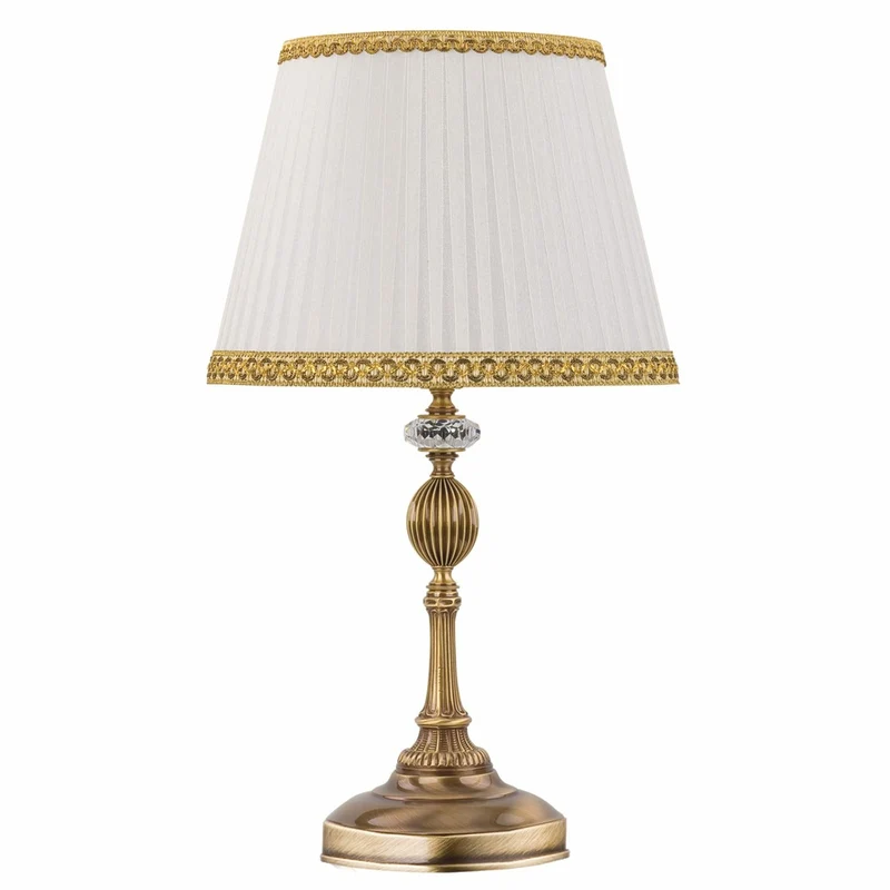 Casa Padrino Luxus Barock Tischleuchte Messing mit Patina / Weiß / Gold H. 51 cm
