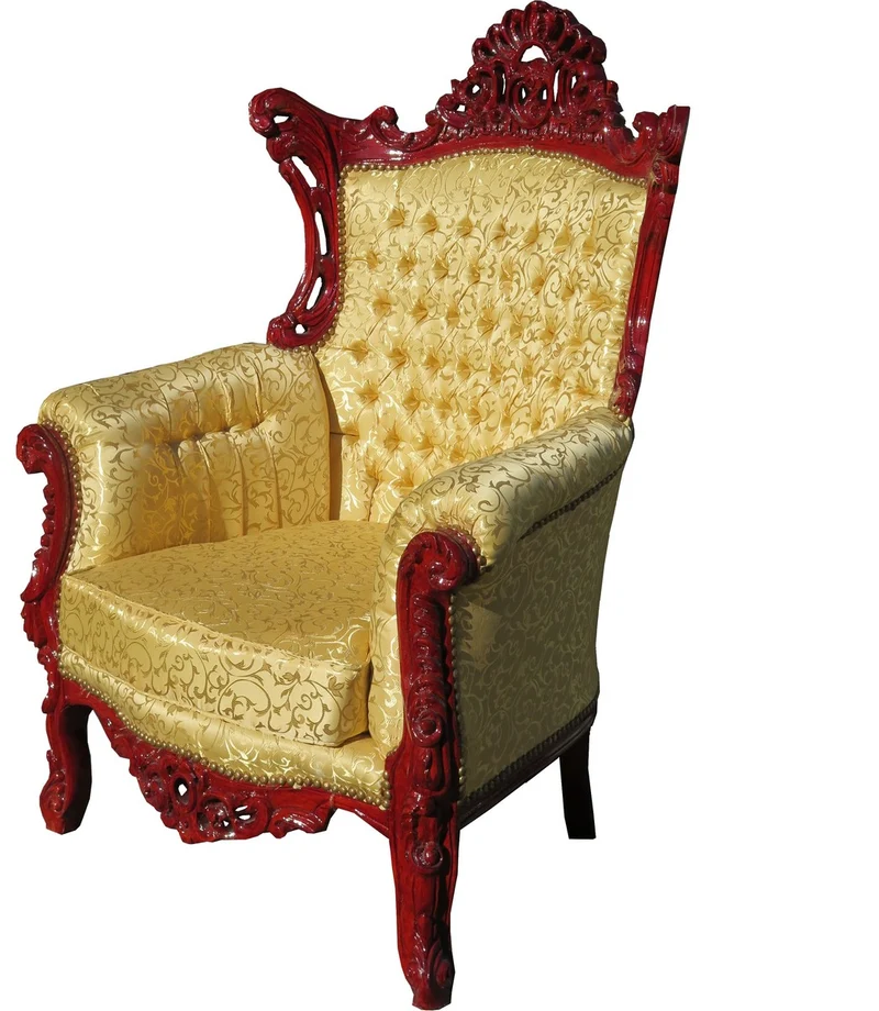 Casa Padrino Barock Sessel Al Capone im Antik Stil, Gold Muster / Braunrot, 127 x 90 x 80 cm