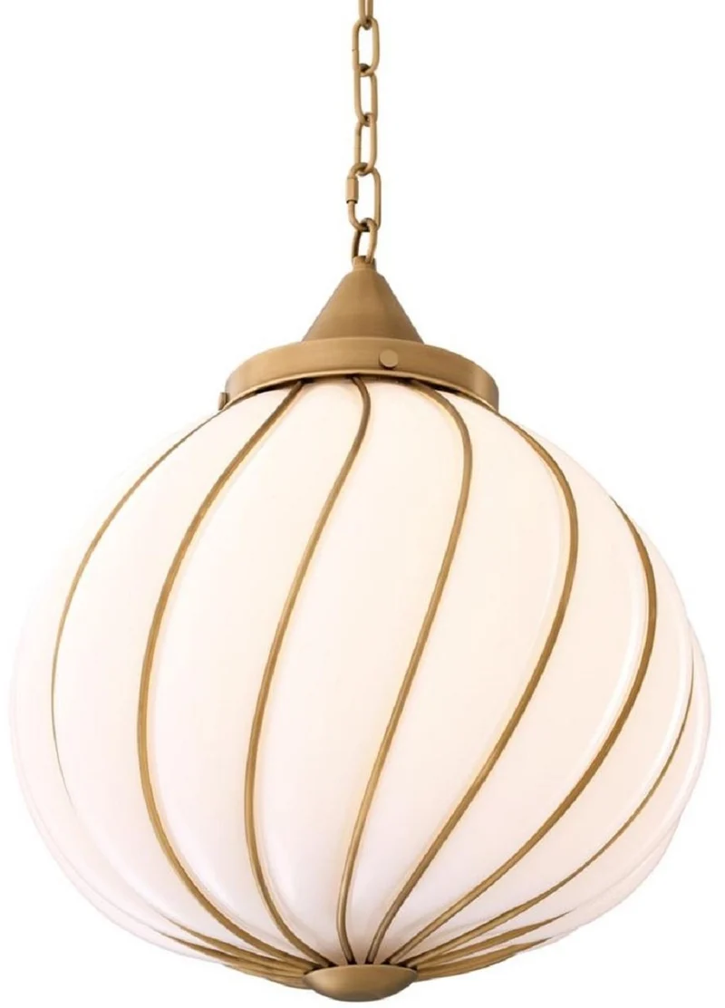 Casa Padrino Luxus Kronleuchter Antik Messingfarben / Weiß Ø 43 x H. 50 cm - Luxus Kollektion
