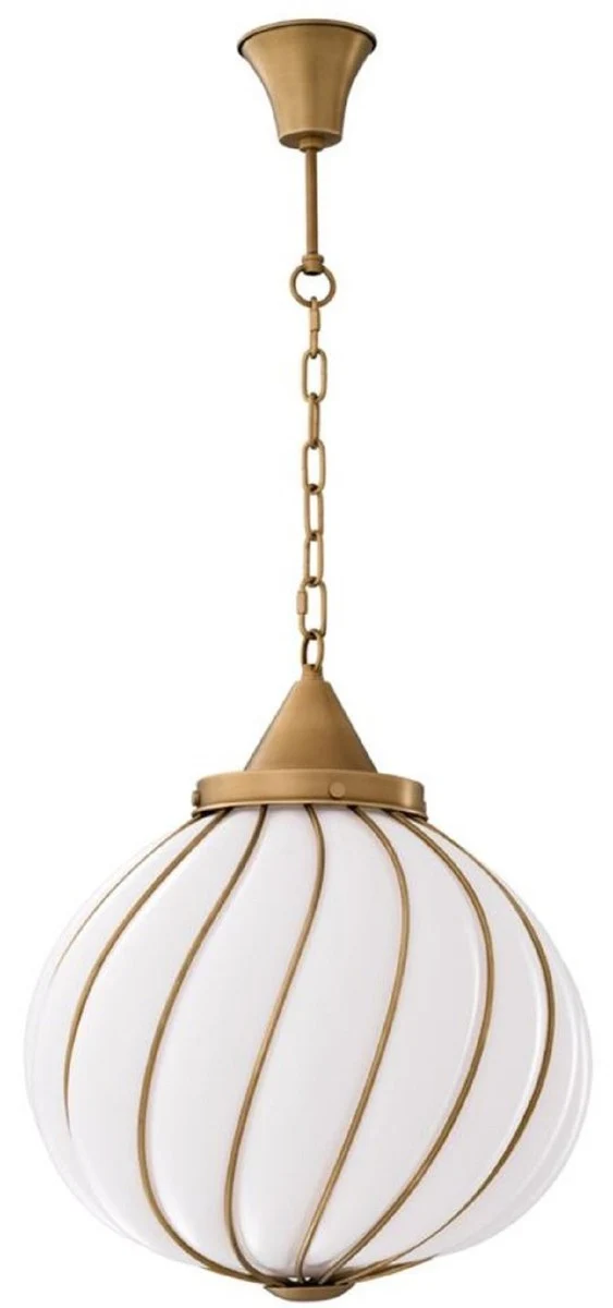 Casa Padrino Luxus Kronleuchter Antik Messingfarben / Weiß Ø 43 x H. 50 cm - Luxus Kollektion