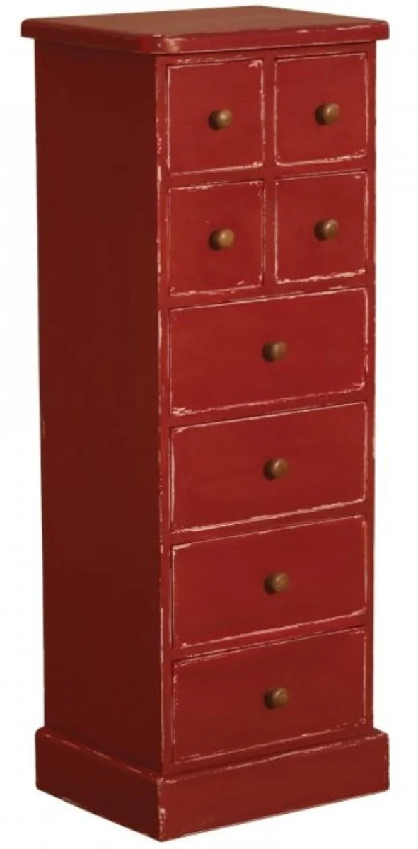 Casa Padrino Landhausstil Shabby Chic Massivholz Kommode mit 8 Schubladen Antik Rot H. 122 cm