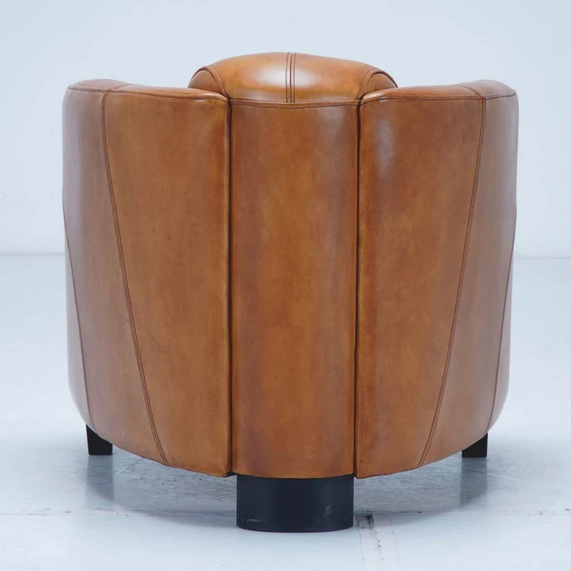 Casa Padrino Luxus Leder Sessel Braun / Schwarz 75 x 83 x H. 70 cm - Echtleder Wohnzimmer Möbel