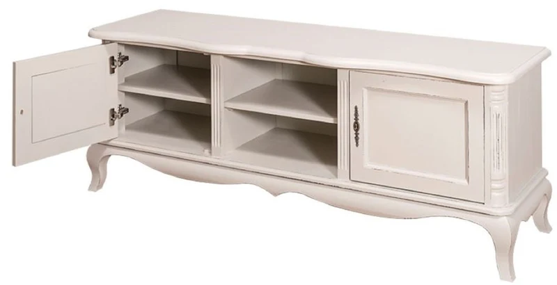 Casa Padrino Landhausstil Sideboard mit 2 Türen Antik Hellgrau 158 x 48 x H. 60 cm - Landhausstil Wohnzimmermöbel