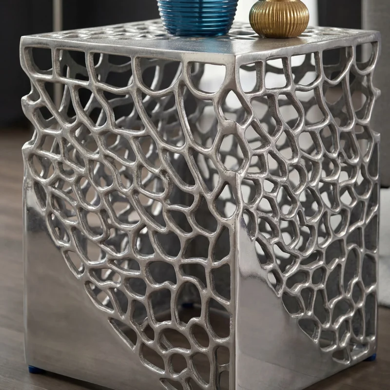Beistelltisch Aluminium 2er-Set Silber – Design-Satztisch Wohnzimmer