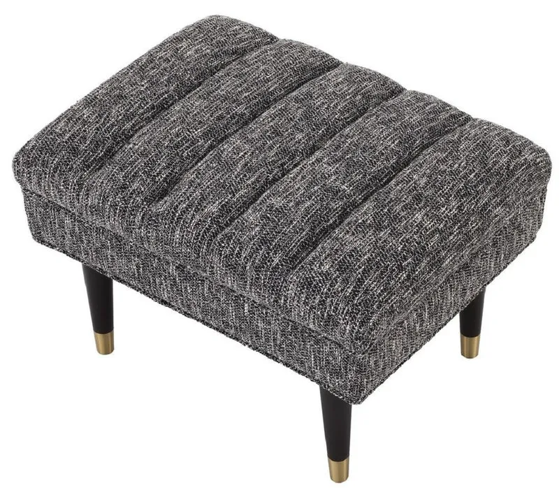 Casa Padrino Luxus Sitzbank Schwarz / Messingfarben 68 x 50 x H. 45 cm - Gepolsterte Massivholz Bank - Wohnzimmer Möbel - Hotel Möbel - Luxus Kollektion