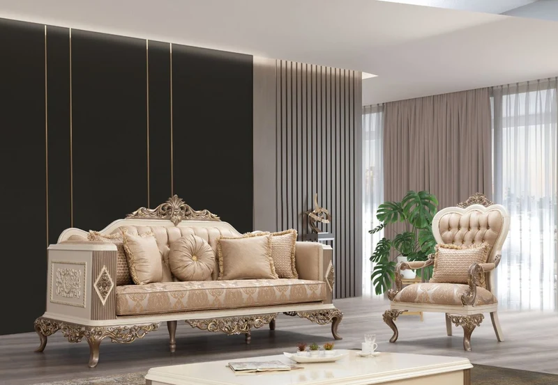 Casa Padrino Luxus Barock Sofa Braun / Silber / Weiß / Braun / Gold 234 x 93 x H. 124 cm - Prunkvolles handgefertigtes Wohnzimmer Sofa mit dekorativen Kissen - Barock Wohnzimmer Möbel