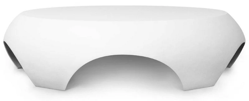 Casa Padrino Luxus Gartentisch Matt Weiß Ø 140 x H. 35 cm - Runder Wetterbeständiger Couchtisch - Garten Terrassen Tisch Möbel - Luxus Kollektion