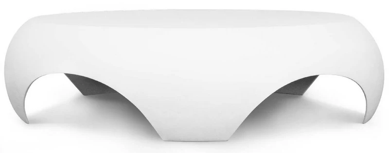 Casa Padrino Luxus Gartentisch Matt Weiß Ø 140 x H. 35 cm - Runder Wetterbeständiger Couchtisch - Garten Terrassen Tisch Möbel - Luxus Kollektion