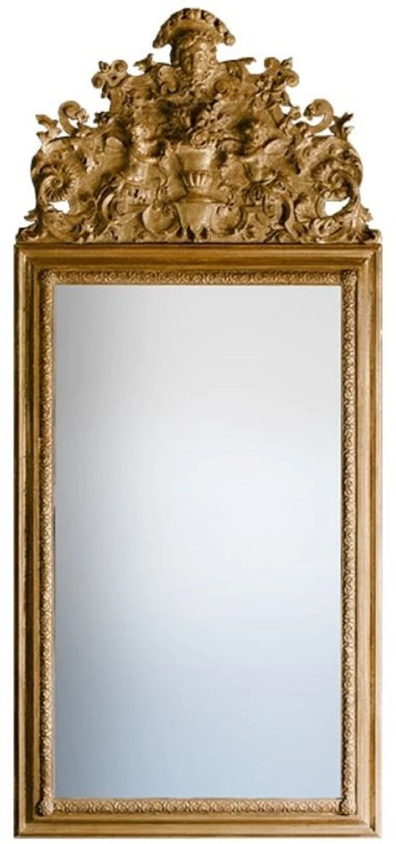 Casa Padrino Barock Spiegel Gold 93 x H. 207 cm - Prunkvoller handgefertigter Wandspiegel mit wunderschönen Verzierungen