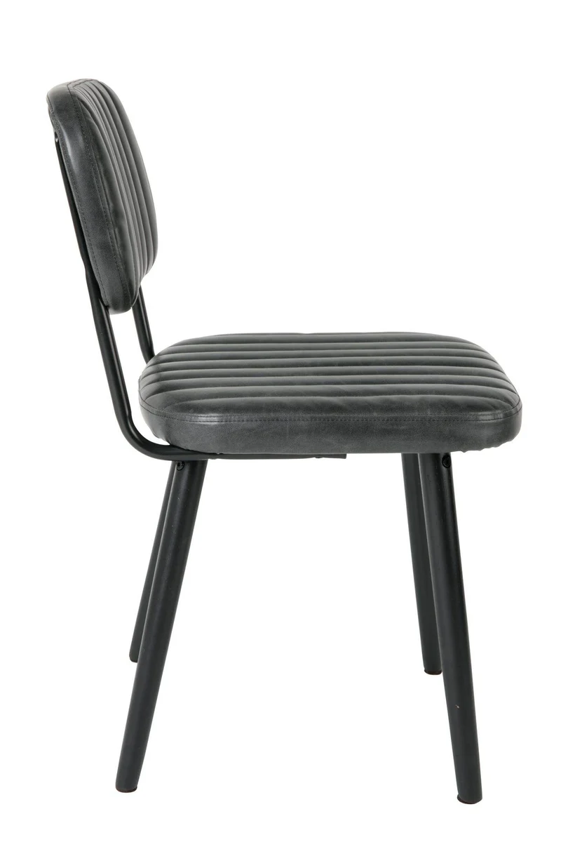 Stuhl Esszimmerstuhl JAKE WORN BLACK Kunstleder schwarz