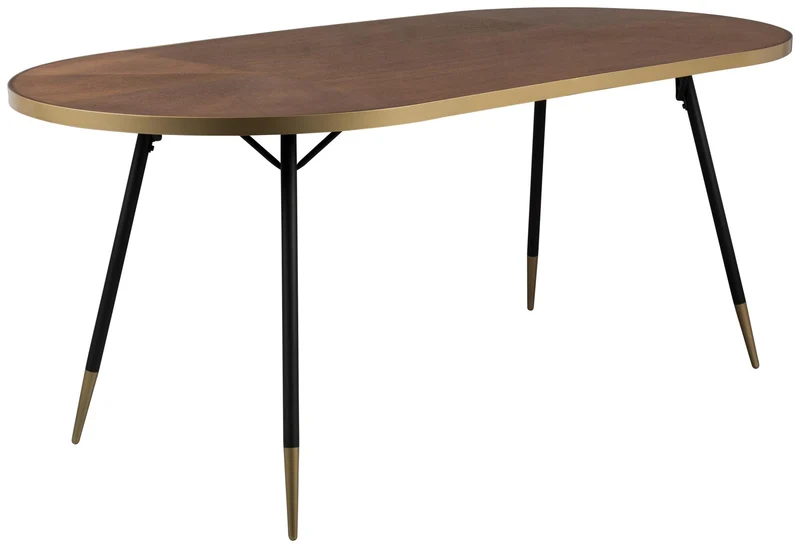 Esstisch DENISE 180 x 90 cm Platte oval Walnussfarbig