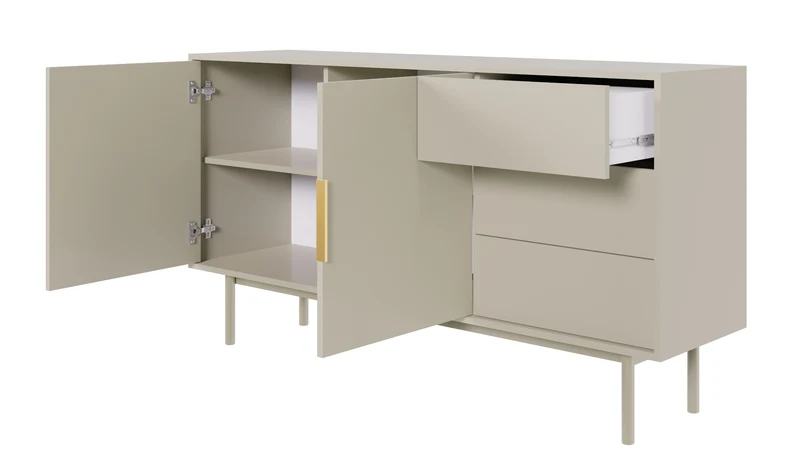 Viviaro Kommode mit zwei Türen und drei Schubladen, 154 cm, Kaschmir